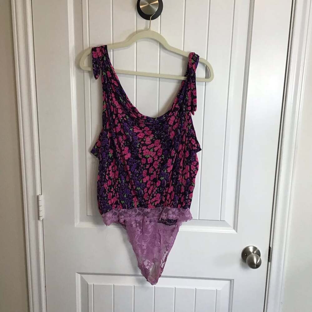 Intimately Free People Bare It All Floral Bodysuit in Party Combo Large - Picture 2 of 9